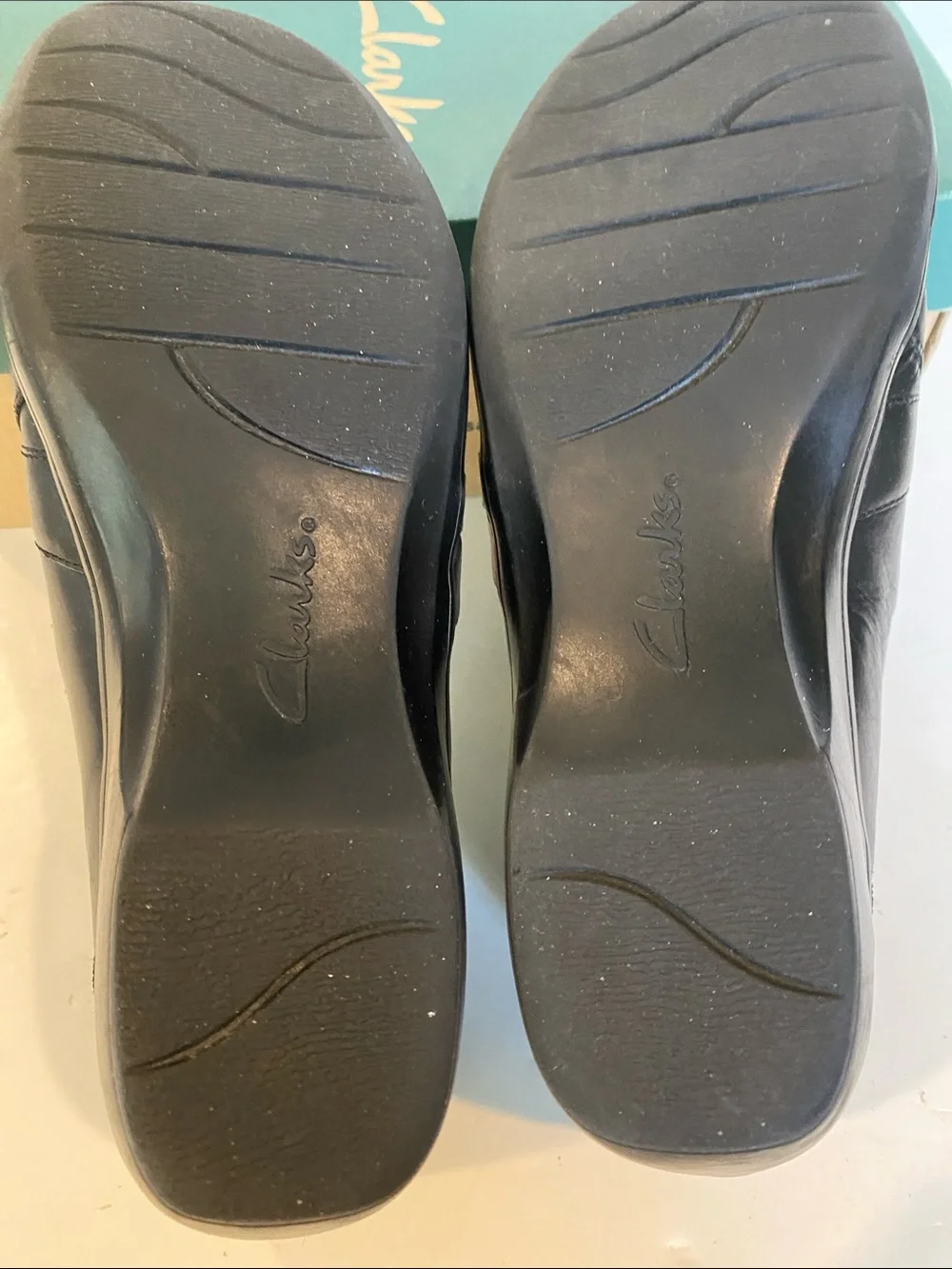Clarks Leather May Marigold Black Slip-on Wedge Loafer